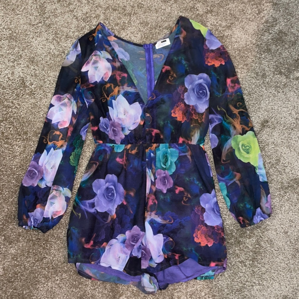 Floral long sleeve romper